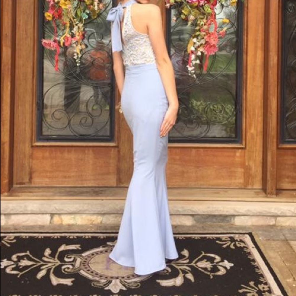 Periwinkle Lace Top Mermaid Prom Dress